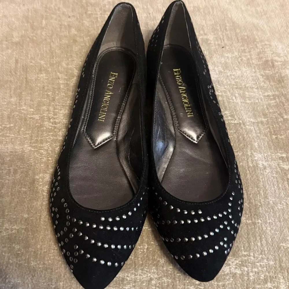 Enzo Angiolini Studded Black Flats